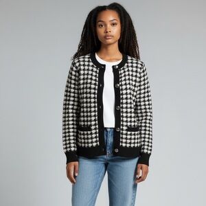 LOFT Black and Gray Knit Sweater